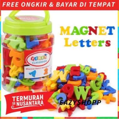 mainan edukasi magnet tempel huruf angka kulkas anak bayi baby cod Multicolor