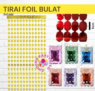 Tirai Foil Ulang Tahun BULAT / Rumbai Pesta Warna Warni / Curtain Foil Lingkaran Gold
