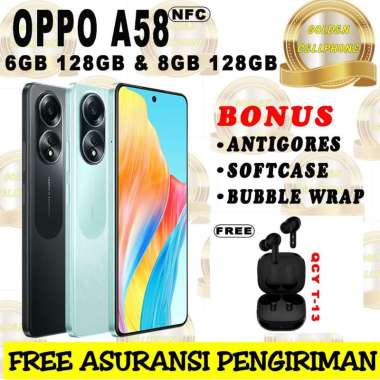 OPPO A58 NFC 6/128 & 8/128 GARANSI RESMI BONUS BUDS QCY T13 6/128 GREEN