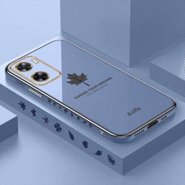 PROMO Case Maple OPPO A57 softcase Silikon Motif Daun BONUS Tali Strap OPPO A57 BIRU