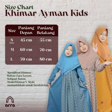 Sarimbit Keluraga Muslim Arra Ayman Gamis Koko Couple Warna Mustard - KERUDUNG ANAK, S Varian Based 