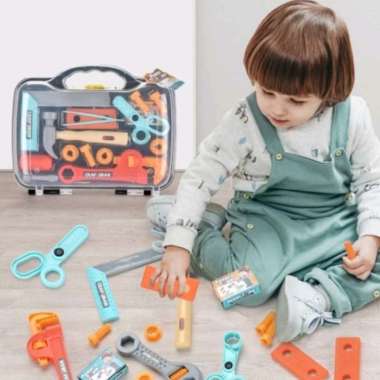 toolbox anak power tools koper set mainan perkakas obeng palu gergaji