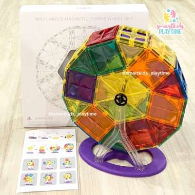 mntl magnetic tiles 46 pcs ferris wheel mainan edukasi anak