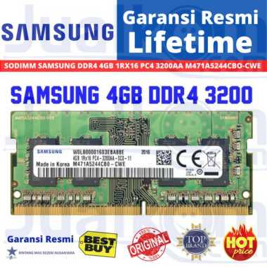 SODIMM SAMSUNG DDR4 4GB 1RX16 PC4 3200AA M471A5244CBO-CWE RESMI Multivariasi Multicolor
