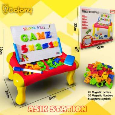 mainan anak edukasi meja belajar papan tulis magnet huruf angkabro1236