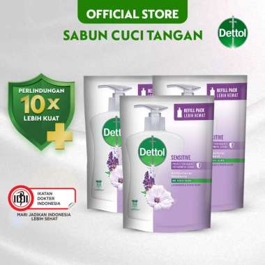 Dettol Sabun Cuci Tangan Sensitive [200 mL x 3 pcs]