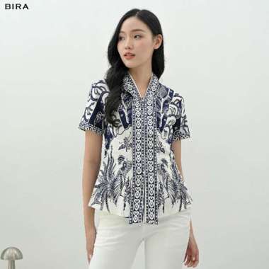 Evercloth Bira Blouse Wanita Atasan Wanita Blouse Batik Wanita Lengan Pendek SIZE XXL