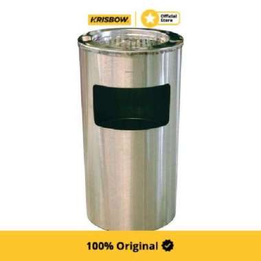 Krisbow Dust Bin Tempat Sampah Stainless Round Asbak 30X65Cm