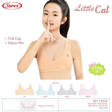 Sorex Young Bra Remaja Step 3 Busa Tipis Tanpa Kawat Kait 3 Y 3325 Abu 34