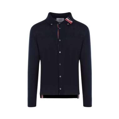 Thom Browne RWB Stripe Virgin-Wool Cardigan Navy 2 Blue