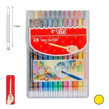 Twist Crayon Titi/Crayon Titi Puter/Krayon Titi Puter Isi 24 Multicolor