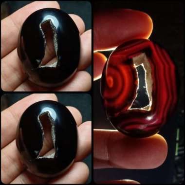 Akik Natural Batu Motif Gambar Bolong Lubang Yaman Wulung Unik Antik 1
