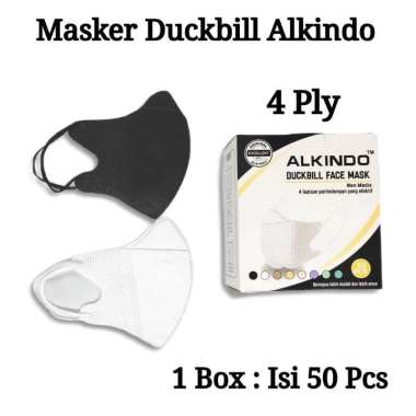 Masker Duckbill Alkindo 4ply isi 50 pcs emboss disposable 50pcs Alkindo 3Ply Putih