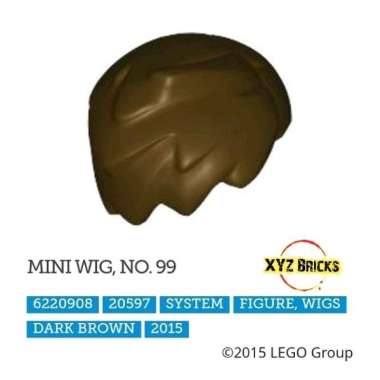 LEGO PARTS 6220908 Hair - Short Combed Sideways Dark Brown - Wig No. 99