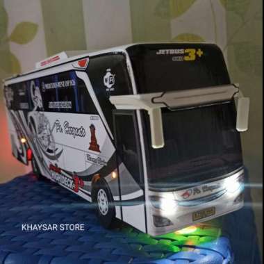 Miniatur Bus Bis Shd Haryanto Rama Shinta Putih Plus Lampu Multicolor