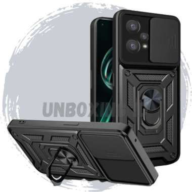 CASING REALME 9 PRO PLUS CASE REALME 9 PRO RING SLIDE LENS ARMOR REALME 9 PRO PLUS HITAM