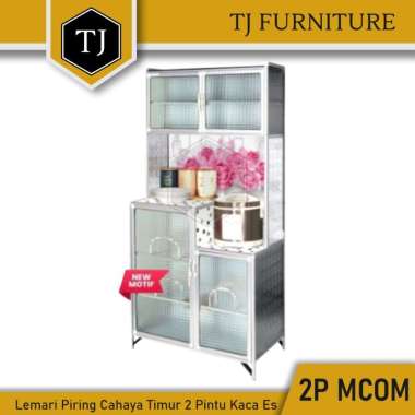 Cahaya Timur Rak Piring / Kitchen Locker / Lemari Dapur 2 Pintu Kaca Es - 2P MCOM Kaca Es Motif Bung