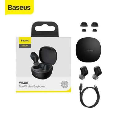 Baseus Encok WM01 True Wireless Bluetooth Earphone Mini Earbuds TWS Hitam