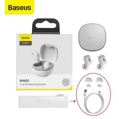 Baseus Encok WM01 True Wireless Bluetooth Earphone Mini Earbuds TWS Putih