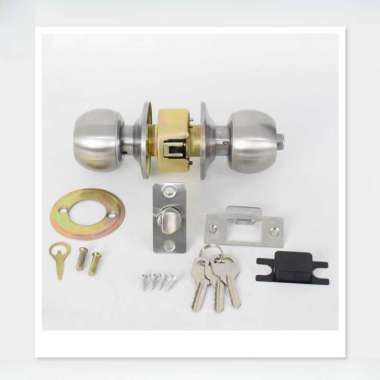 HANDLE BULAT KUNCI PINTU KAMAR MANDI TOILET STAINLESS 1 SET WELDOM