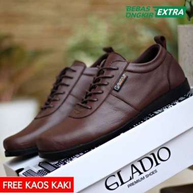 Sepatu Gladio Bareto Brown Original Pantofel Pria Casual Formal Kerja 42 Brown