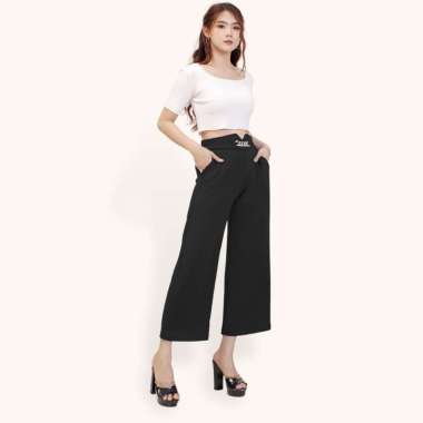 Celana Kulot Panjang Wanita gaya Korea Model Terbaru - Jfashion Donatella Hitam
