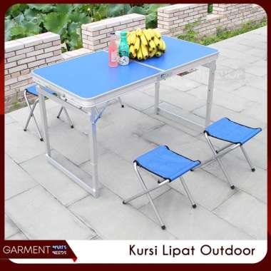 Kursi Lipat Outdoor Bangku Piknik Pancing Camping Hiking Folding Chair Portable Bahan Besi Kuat PUTI