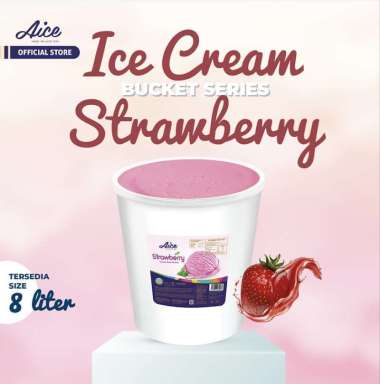Promo Harga Aice Ice Cream Bucket Strawberry 8000 ml - Blibli