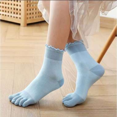 Kaos kaki wanita-kaos kaki jari-kaos kaki jari lima-kaos kaki Jepang-kaos kaki Renda Jepang Biru mud