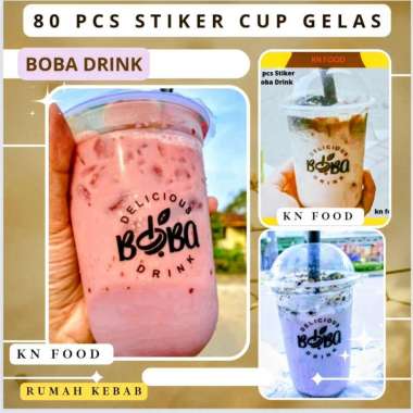Stiker cup minuman teh, Boba transparan murah/ sticker cup minuman Boba/ Stiker Boba drink kata kata