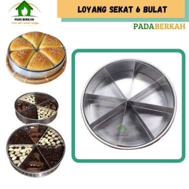 Loyang Sekat 6 Bulat Brownies Pizza Bahan Stainless Anti Lengket 6Sekat