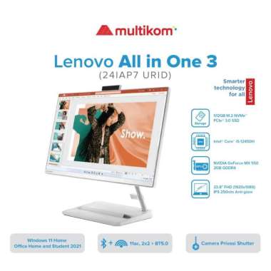 PC AIO LENOVO 3 24IAP7 URID i5-12450H 8GB 512SSD MX550 DOS