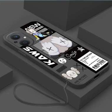 Casing OPPO Reno 7z 8z Trendy Smile FREE TALI LANYARD Silicone Square RENO 8Z Putih