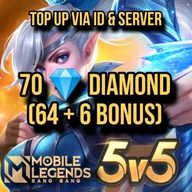 Diamond Mobile Legends 70 Diamonds DM ML MLBB Event Voucher Game Top Up Via ID