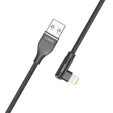 LOOPS Nylon Gaming Cable Lightning to USB 100cm Original Garansi Resmi black