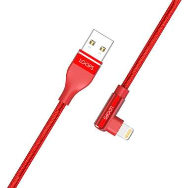 LOOPS Nylon Gaming Cable Kabel Data Lightning to USB original Garansi Resmi red