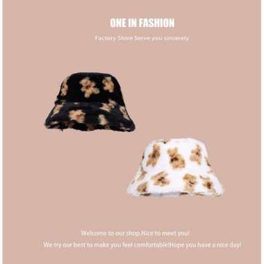 SUPERVICE IMPORT WOMAN TEEN FURRY BEAR WINTER BUCKET HAT KOREAN STYLE TOPI WANITA REMAJA MUSIM DINGI