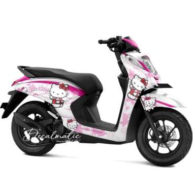 Stiker Full Body Decal Motor Honda Genio 2018 - 2023 Hello Kitty 7 Putih