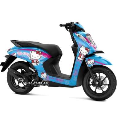 Stiker Full Body Decal Motor Honda Genio 2018 - 2023 Hello Kitty 7 Biru