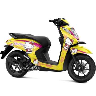 Stiker Full Body Decal Motor Honda Genio 2018 - 2023 Hello Kitty 7 Kuning