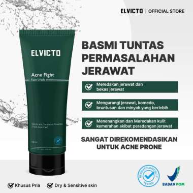 ELVICTO Skincare Pria | Perawatan Wajah Pria | Serum - Moistrurizer- Facial Wash - Toner Acne Fight 