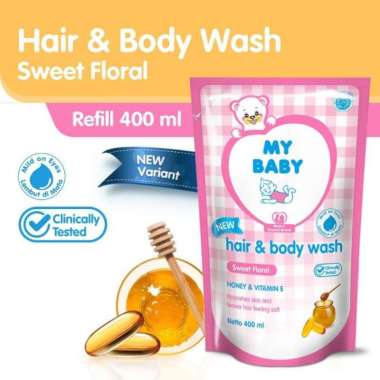 My Baby Hair & Body Wash 400ml, Milk Bath 400, Bath Telon 400ml Hair & Body Pink