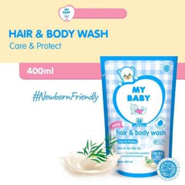 My Baby Hair & Body Wash 400ml, Milk Bath 400, Bath Telon 400ml Hair & Body Biru