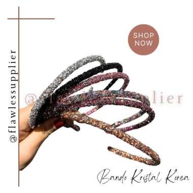 Bando Kristal Halus Gaya Korea / Bandana Motif Batu Permata / Bandana Fashion Wanita / Bando Permata