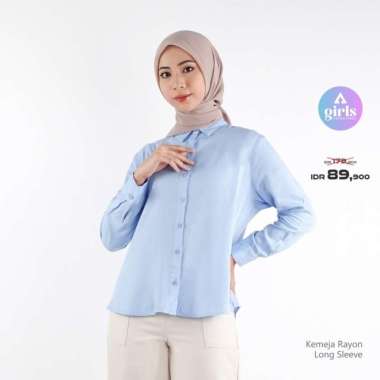 Aerostreet Kemeja Rayon Panjang Hikaru Sky Blue Terang Woman QEBAA M