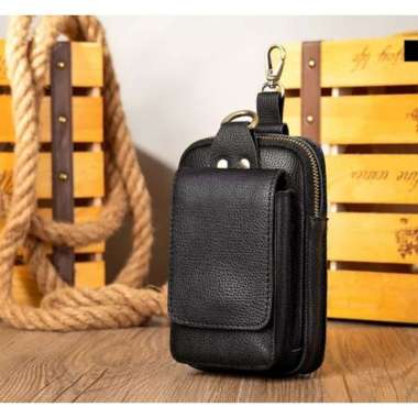 Mivaso Tas Pinggang Dompet HP Kulit Asli - Tas Pinggang Asli Kulit Untuk Smartphone - Tas Hp Pria Ku