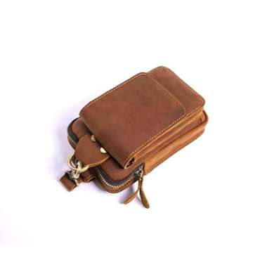 Mivaso Tas Pinggang Dompet HP Kulit Asli - Tas Pinggang Asli Kulit Untuk Smartphone - Tas Hp Pria Ku