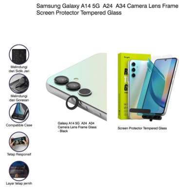 Ringke Samsung A34 Screen Protector Tempered Camera Lens Frame Glass Camera-Black