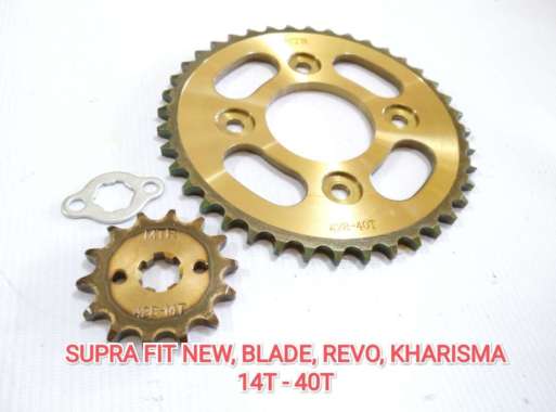 GIR GEAR SET DEPAN BELAKANG SUPRA FIT NEW BLADE REVO KHARISMA SUPRA X 125 428 40T - 14 HIGH QUALITY