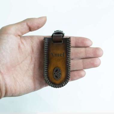 Cover Keyless kulit asli Untuk Mobil Toyota Rush Coklat Prenium